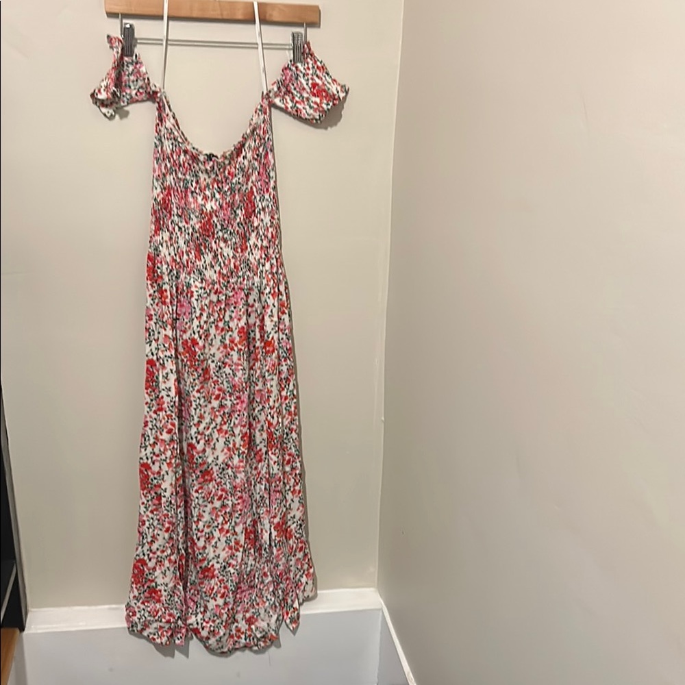 Lulus Floral Smocked dress with double slits